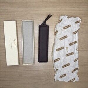 Coach Brown Leather 6” Bookmark Vintage 90’s Original Box, Tissue See Discript.